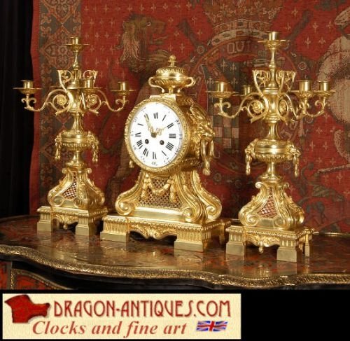 ***** Sold ***** Large and Magnificent Clock Set ~ French - Circa 1890 ~